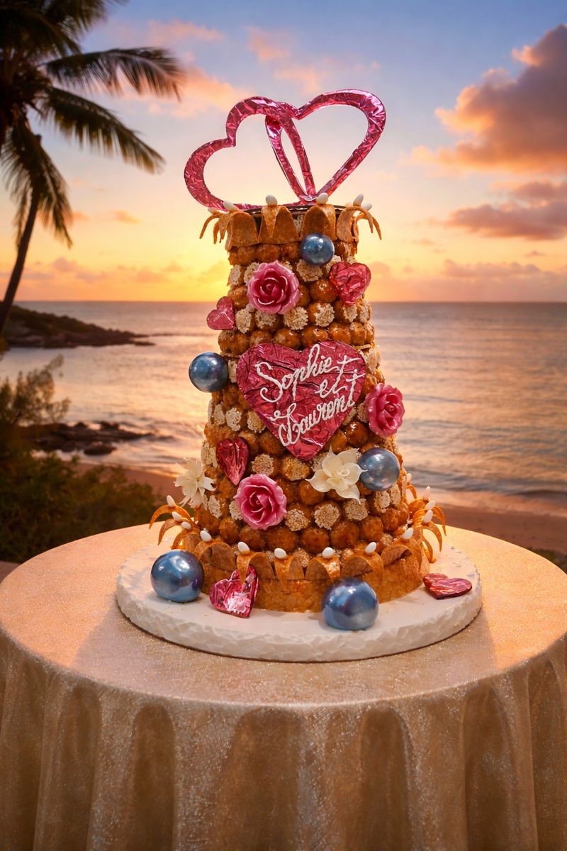 Pièce montée au coucher du soleil à l’île Maurice